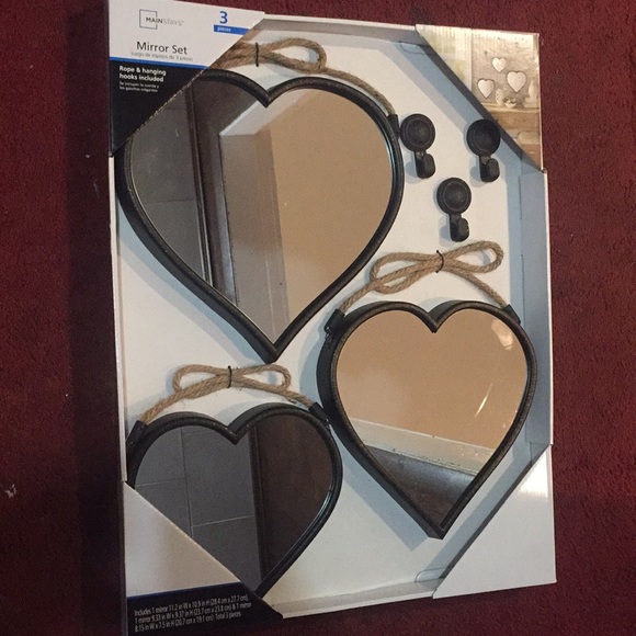 Wall Decor Nwt 3 Piece Heart Hanging Mirror Wall Decor Poshmark
